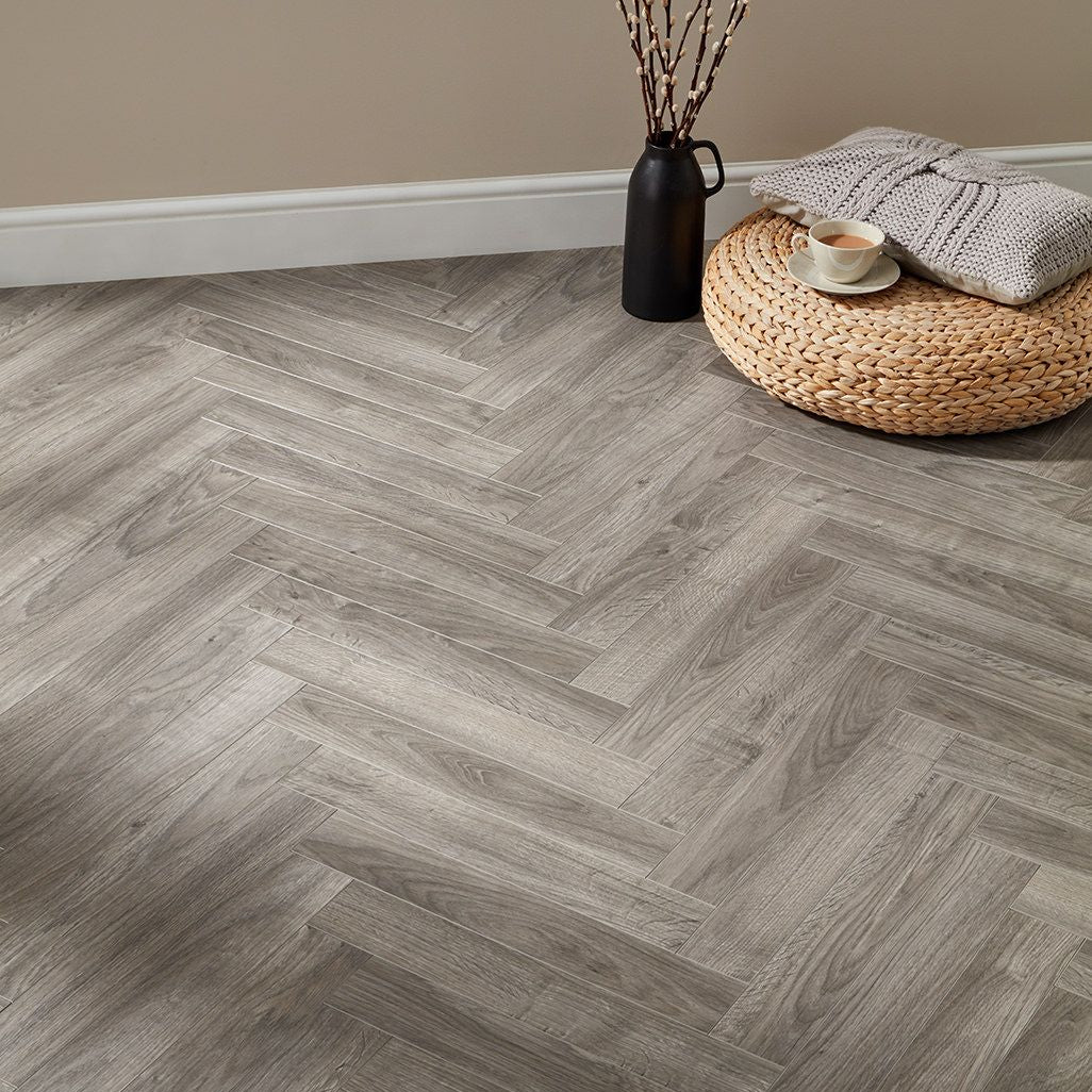 Light Grey Herringbone Vinyl